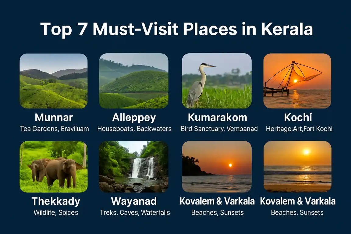 Top tourist destinations in Kerala