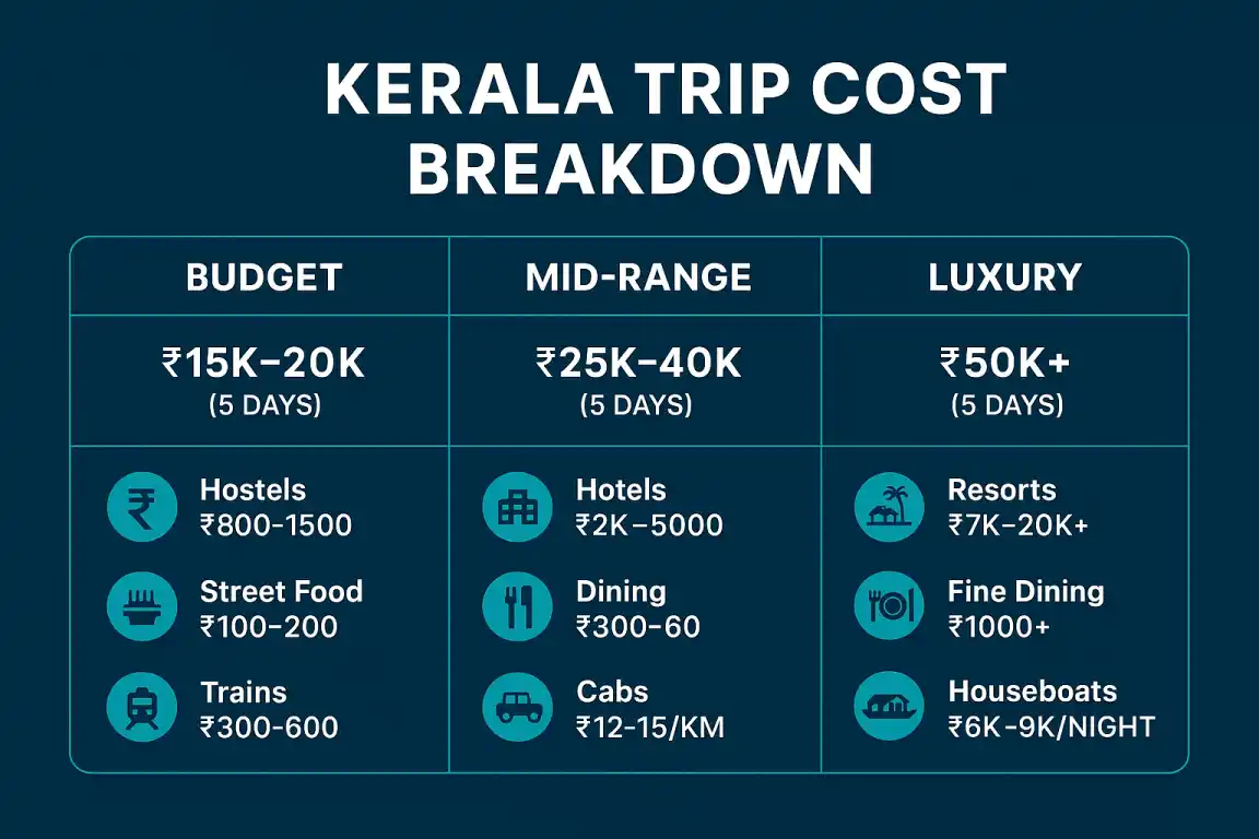 Kerala trip cost breakdown by budget