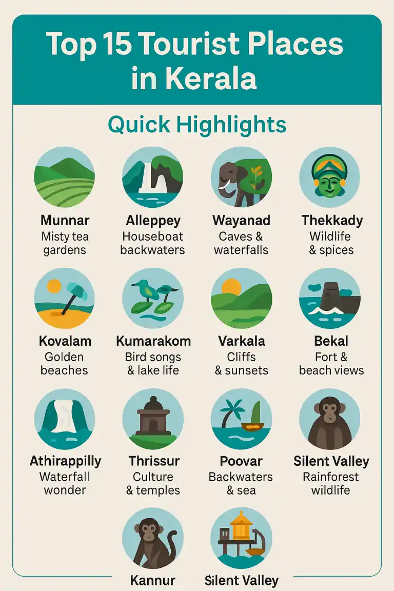 Tourist Places in Kerala,places to visit in Kerala