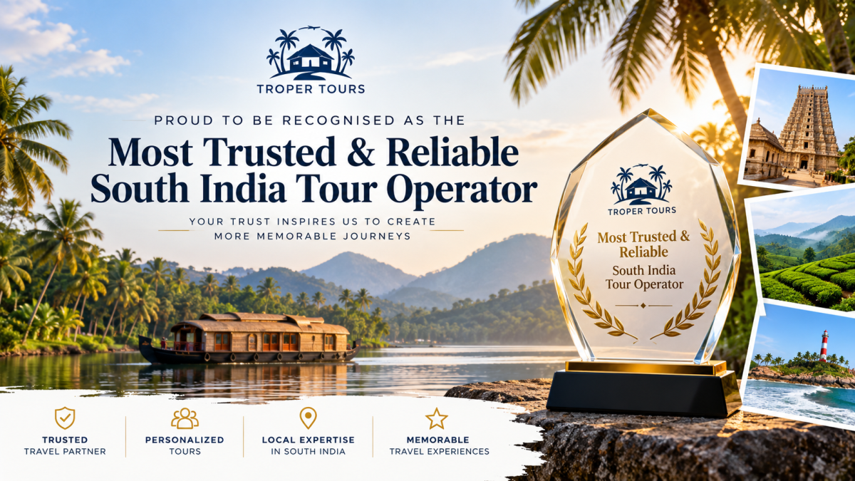 Kerala Backwaters Trusted Travel Award goes to Troper Tours